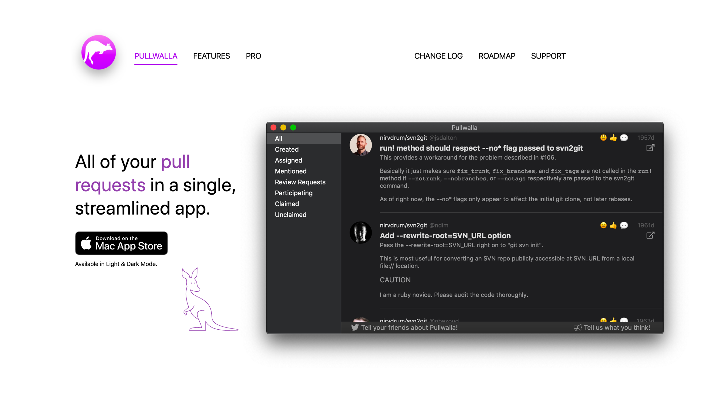 Screenshot of pullwalla.com landing page